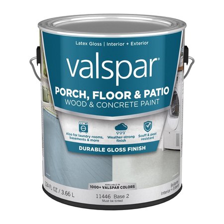 VALSPAR Porch	 Floor & Patio Wood & Concrete Paint Gloss Clear Base 2 Floor and Patio Coating 1 gal 009.0011446.007